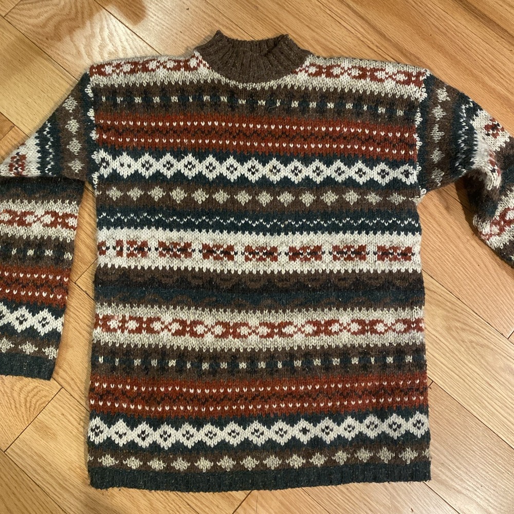 Vintage 1990s Best Authentic Fair Isle Sweater Men's Medium Wool Blend Nordic